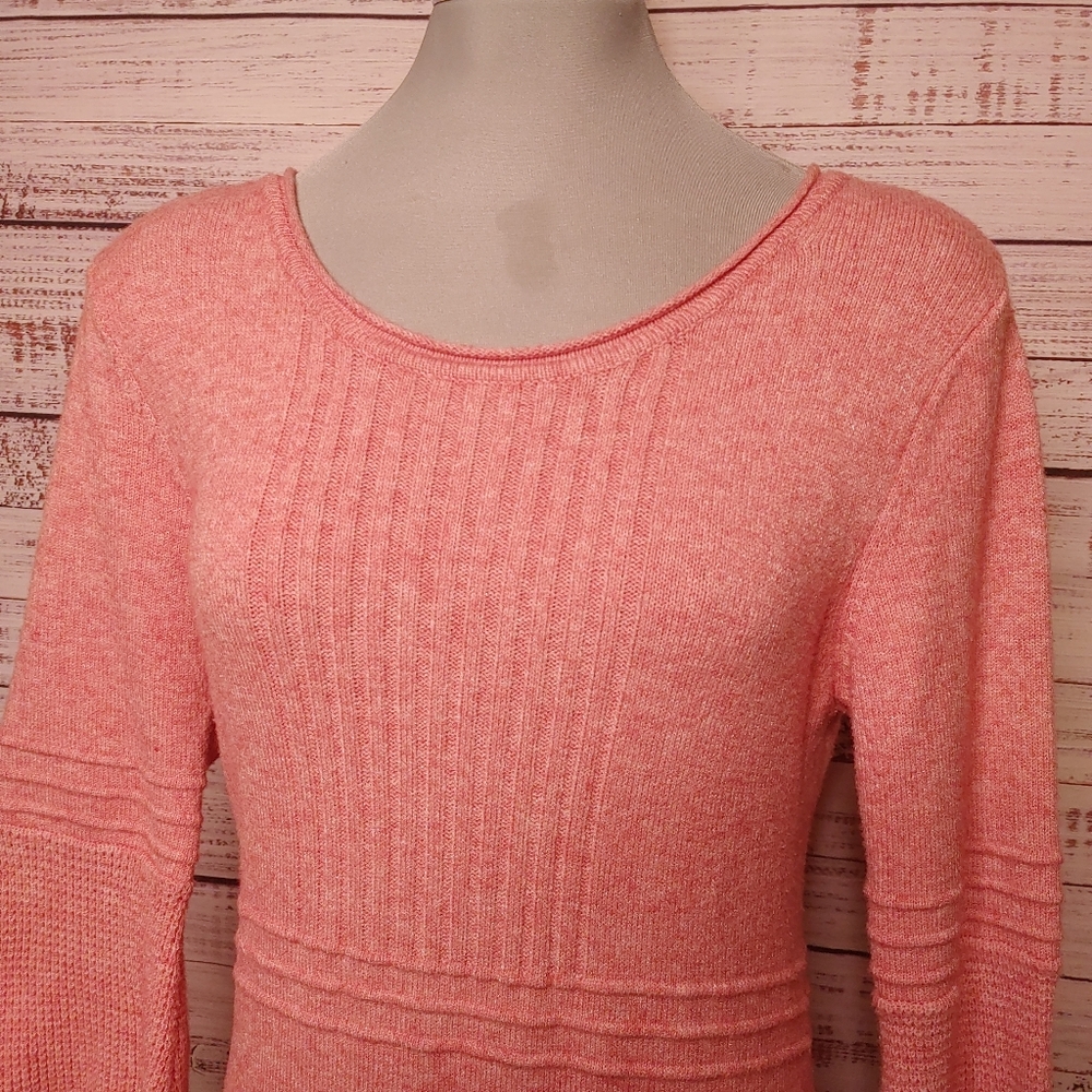 Cream knit pink sweater dress size M - Picture 3 of 10